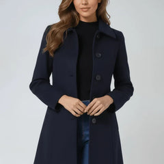 Women's Long Coat Button-Front Closure Versatile Styling Layering Outerwear