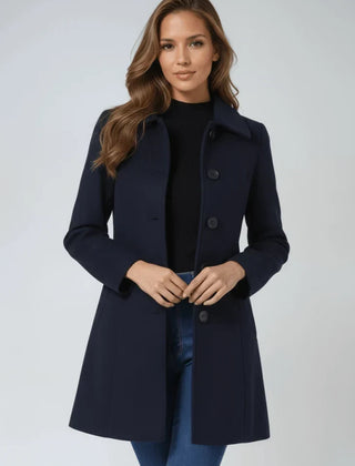 Women's Long Coat Button-Front Closure Versatile Styling Layering Outerwear