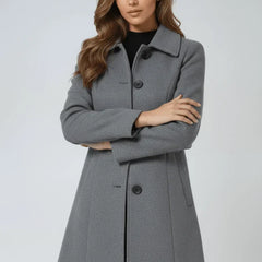 Women's Long Coat Button-Front Closure Versatile Styling Layering Outerwear