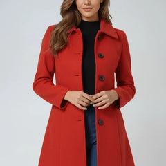 Women's Long Coat Button-Front Closure Versatile Styling Layering Outerwear