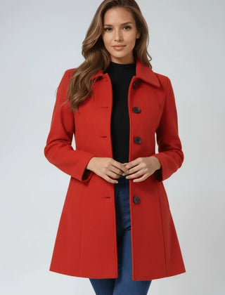 Women's Long Coat Button-Front Closure Versatile Styling Layering Outerwear