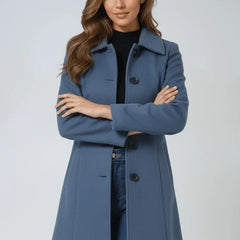 Women's Long Coat Button-Front Closure Versatile Styling Layering Outerwear