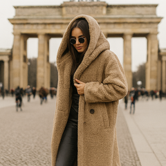Women's Elegant Long Coat Hooded Faux Fur Styling Chic Layering