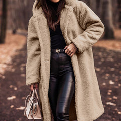 Women's Elegant Long Coat Hooded Faux Fur Styling Chic Layering