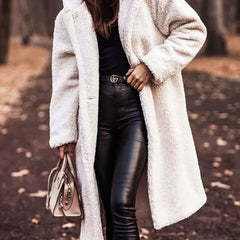 Women's Elegant Long Coat Hooded Faux Fur Styling Chic Layering