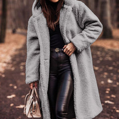 Women's Elegant Long Coat Hooded Faux Fur Styling Chic Layering