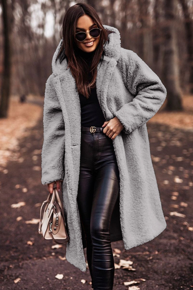 Women's Elegant Long Coat Hooded Faux Fur Styling Chic Layering