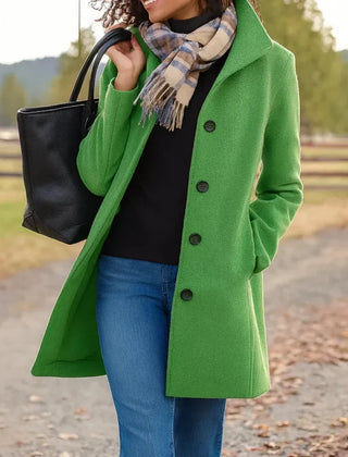 Women's Elegant Long Coat Tailored Fit Double-Breasted Classic Styling