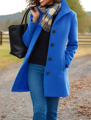 Women's Elegant Long Coat Tailored Fit Double-Breasted Classic Styling