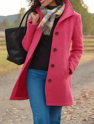 Women's Elegant Long Coat Tailored Fit Double-Breasted Classic Styling