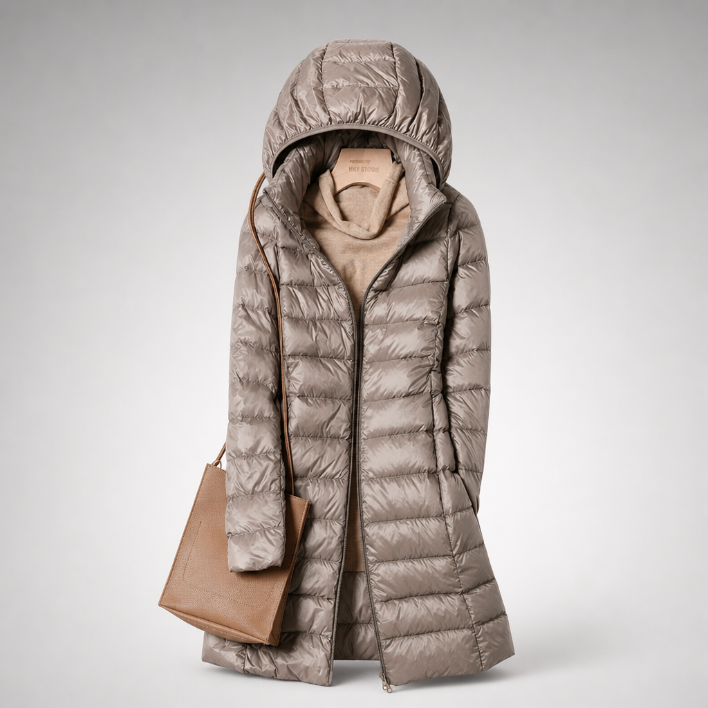 Women's Ultralight Down Jacket Full-Zip Hooded Lightweight Casual Outdoor