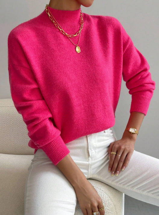 Women's Classic Knit Sweater Relaxed Fit Long Sleeve Crew Neck Casual Wear
