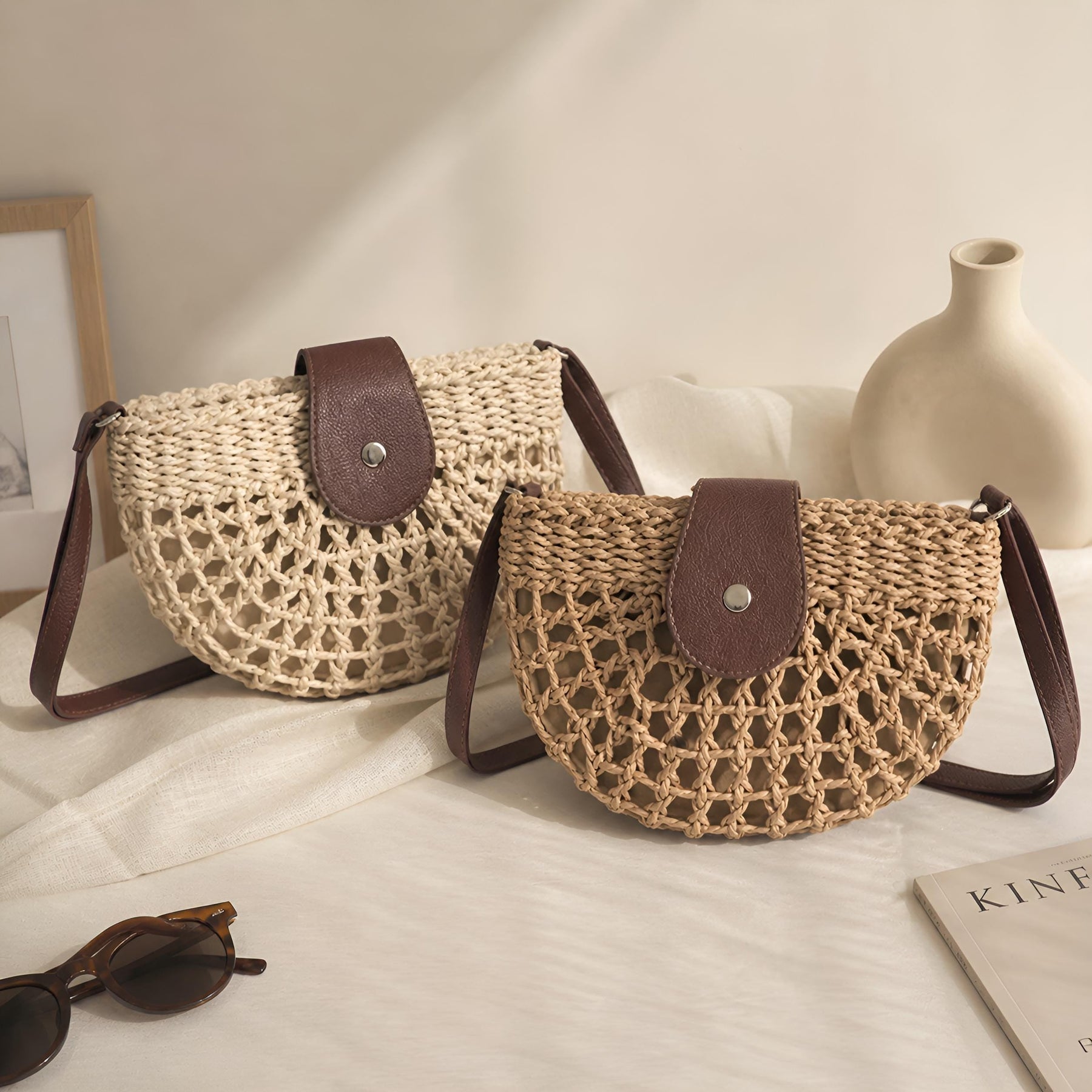 Women's Casual Woven Shoulder Bag Purse Summer Crossbody for Work Travel Holidays Shopping Commutes and Everyday Use