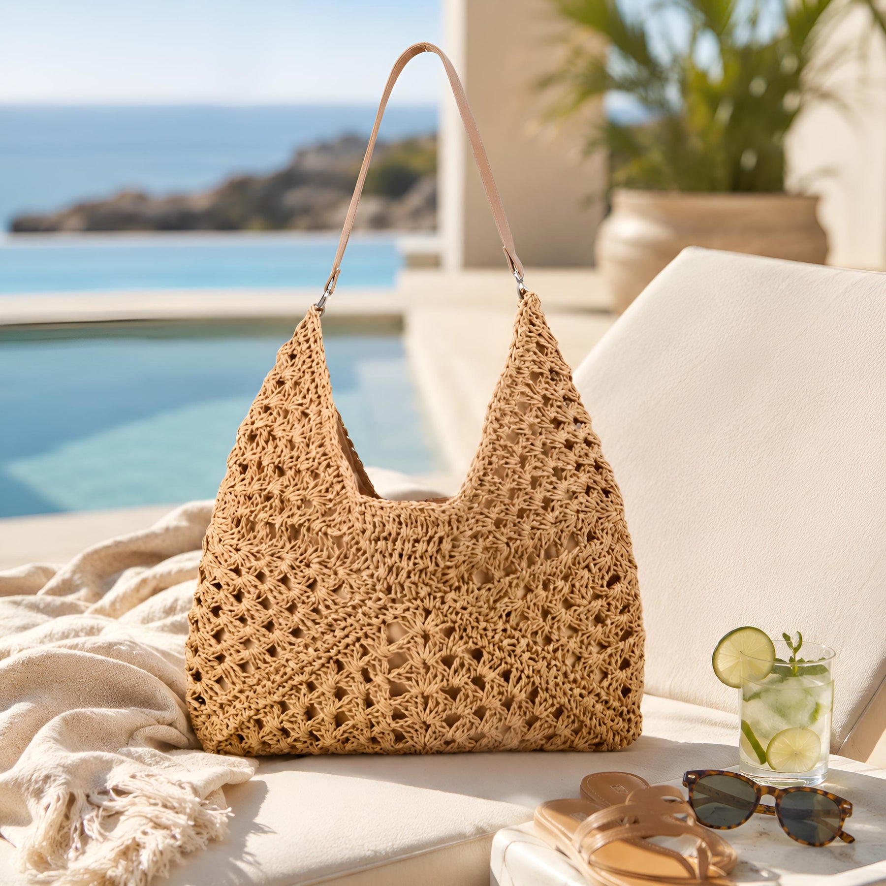 Women's Woven Straw Shoulder Summer Hobo Bag Purse for Work Travel Holidays Shopping Commutes and Everyday Use