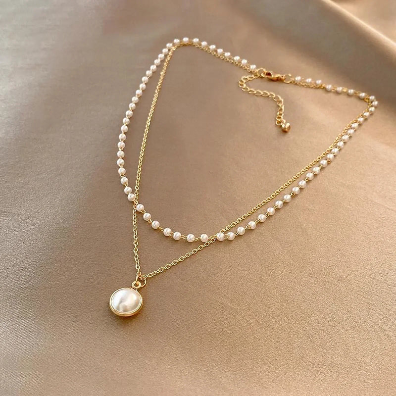 Women's Gold Pearl Necklace Statement Jewellery Jewelry Gift for Women Weddings Parties Prom and Everyday Wear