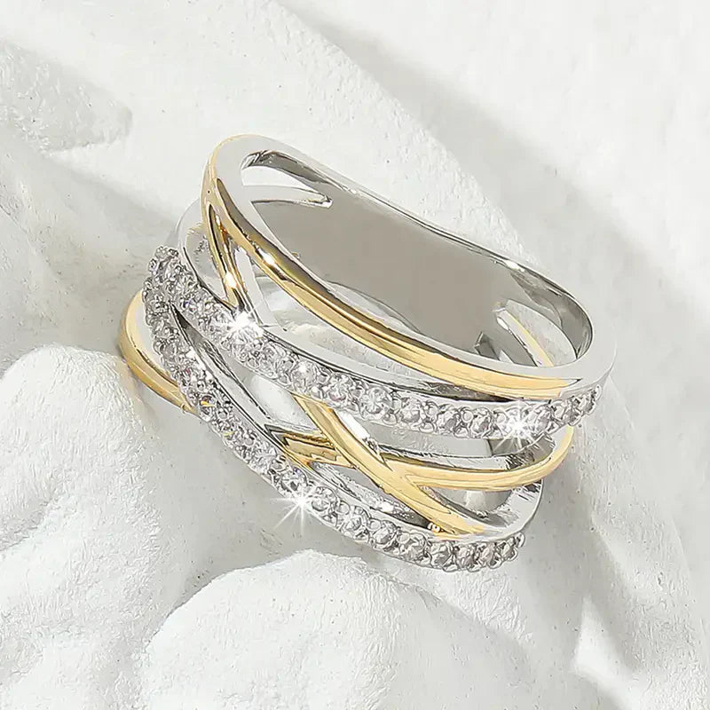Women's Gold Radiance Mixed Ring Statement Jewellery Jewelry Gift for Women Weddings Parties Prom and Everyday Wear