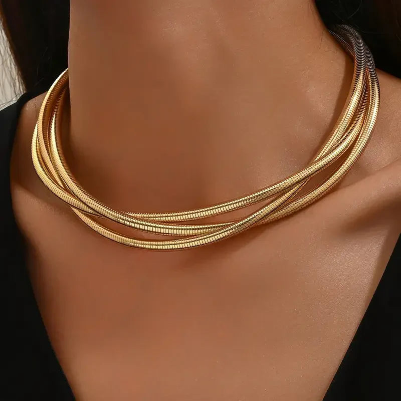 Women's Gold Layered Necklace Statement Jewellery Jewelry Gift for Women Weddings Parties Prom and Everyday Wear