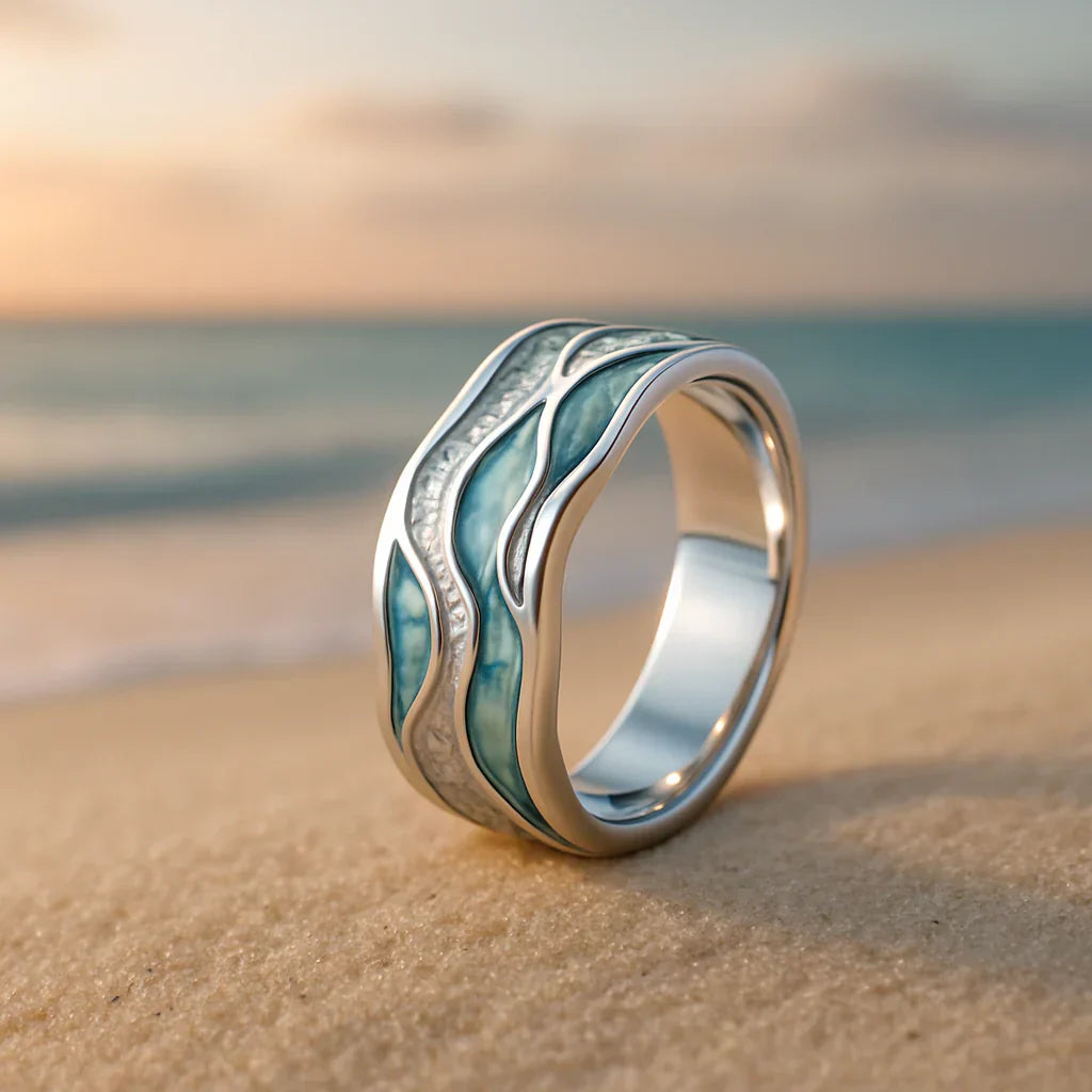 Women's White Gold Ripple Ring Statement Jewellery Jewelry Gift for Women Weddings Parties Prom and Everyday Wear