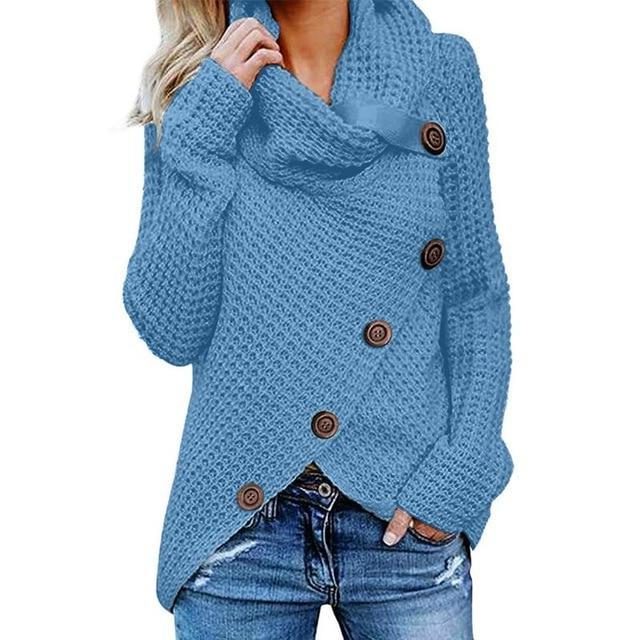 Women's Oversized Chunky Knit Cardigan Cowl Neck Button Closure Cozy Layering