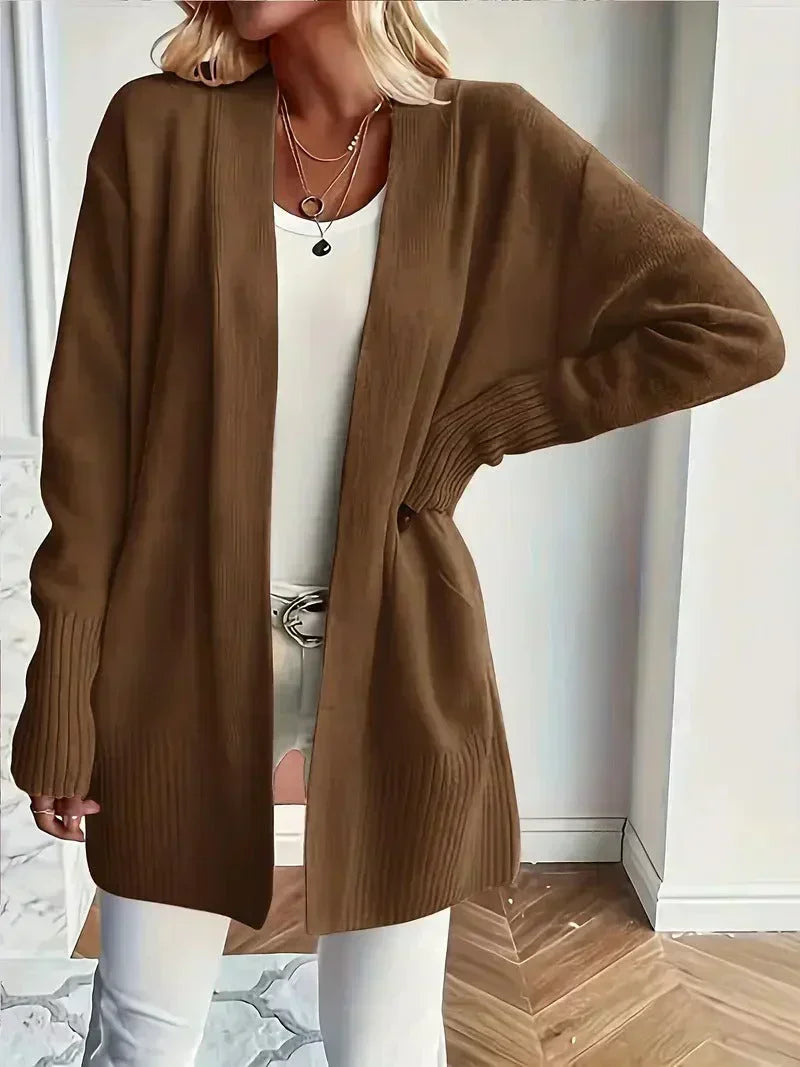 Women's Cozy Knit Cardigan Open Front Long Sleeve Relaxed Layering
