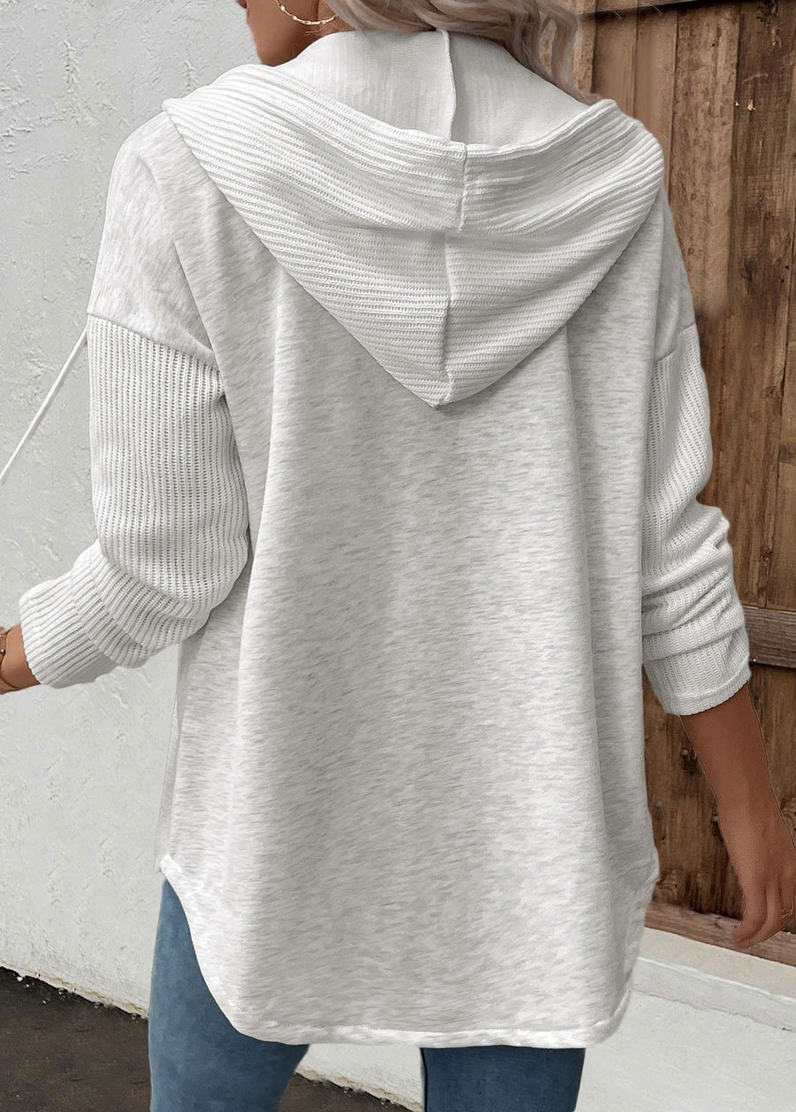 Women's Hooded Sweatshirt Long Sleeve Button Placket Casual Everyday Wear