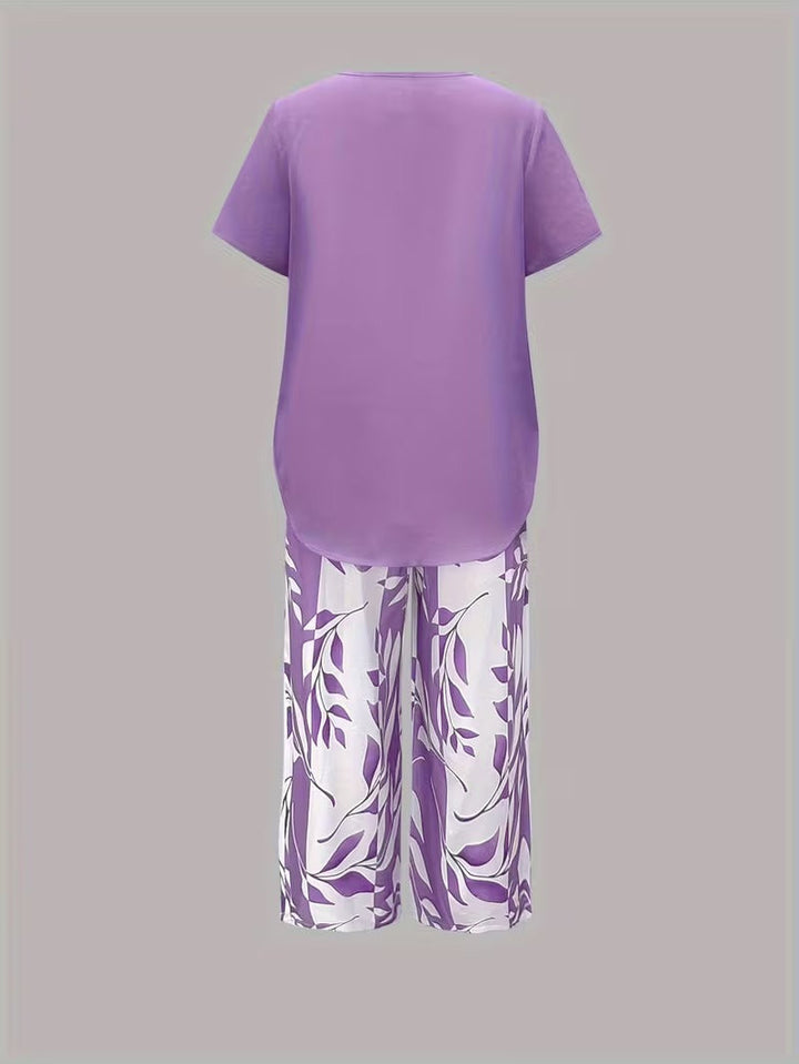 Women’s Summer Leaf Print Two Piece Set | Casual Chic