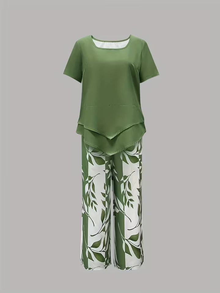 Women’s Summer Leaf Print Two Piece Set | Casual Chic