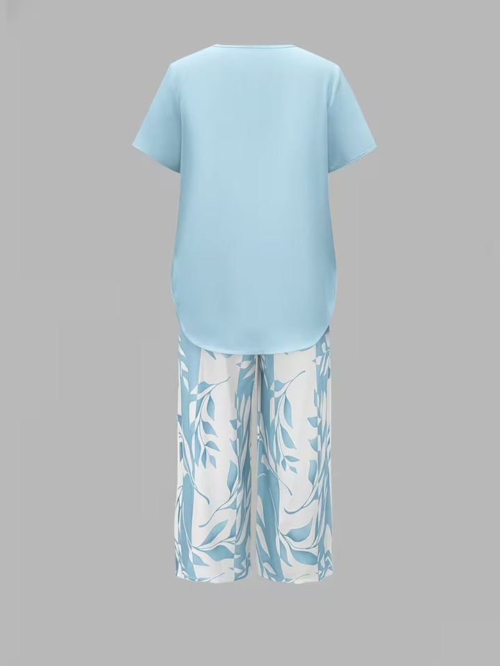 Women’s Summer Leaf Print Two Piece Set | Casual Chic