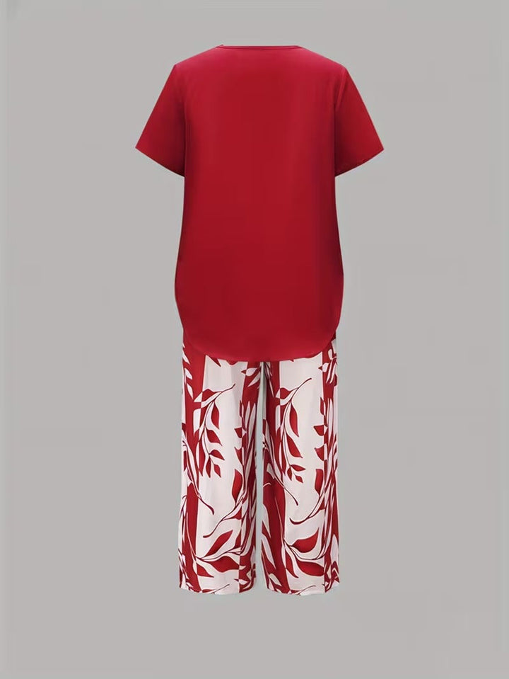 Women’s Summer Leaf Print Two Piece Set | Casual Chic