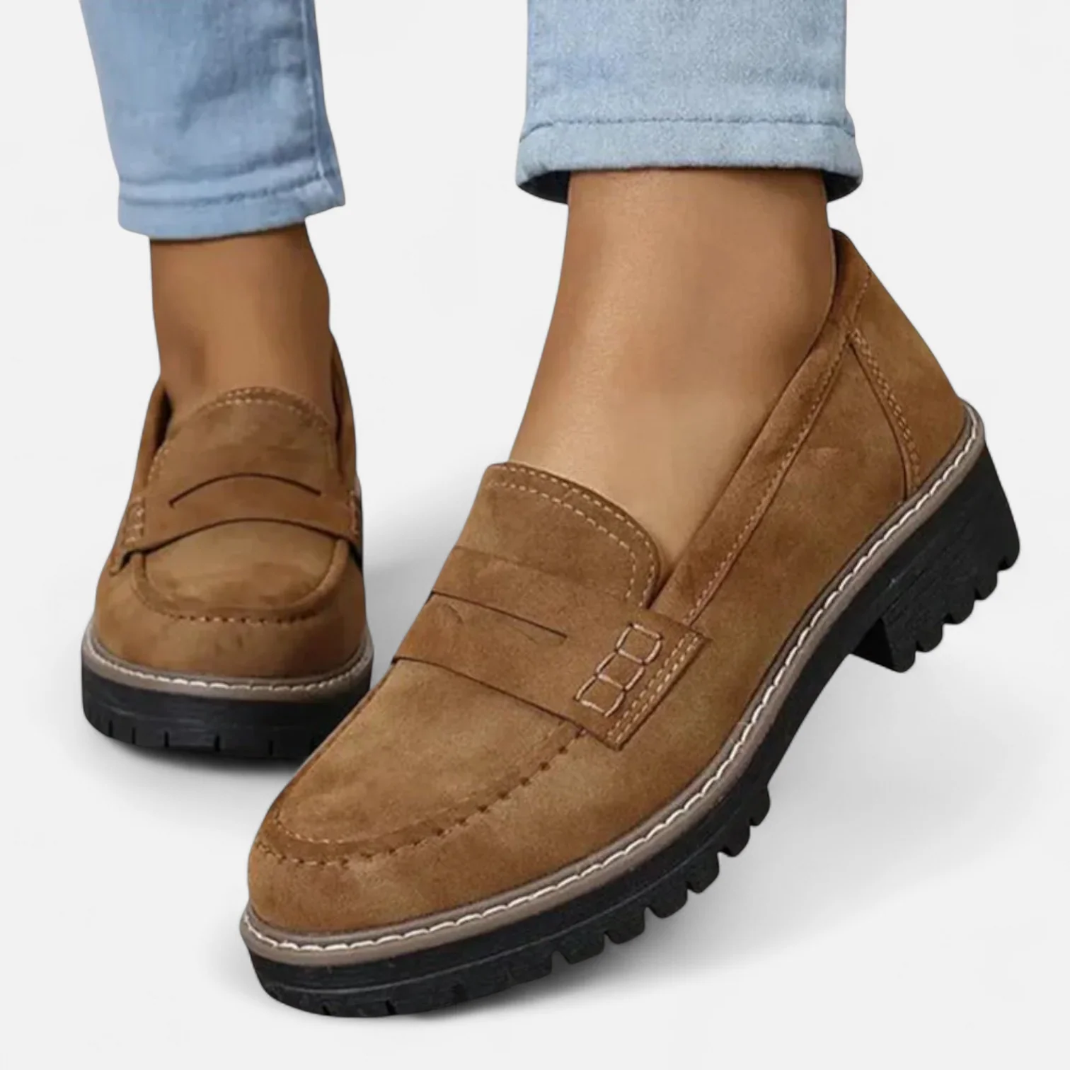 Women's Stylish Heeled Loafers Classic Design Chic Everyday Footwear