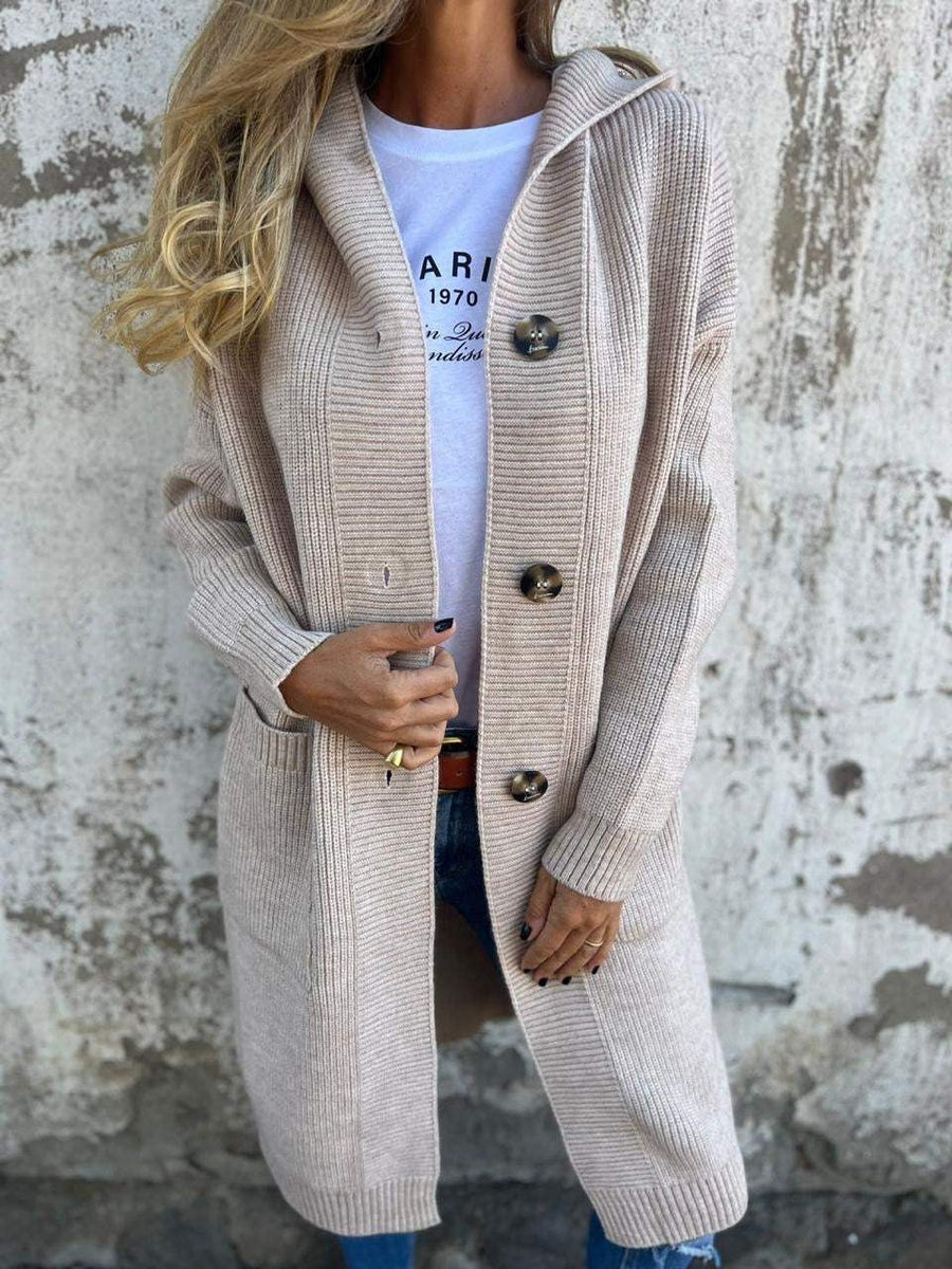 Women's Cozy Longline Cardigan Hooded Relaxed Fit Layering Casual Everyday
