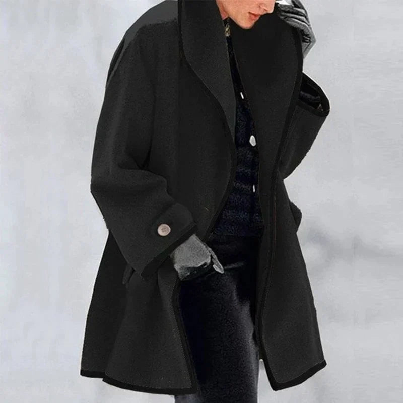 Women's Oversized Trench Coat Relaxed Fit Long Sleeve Open Front Casual