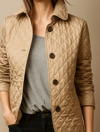 Women's Quilted Puffer Jacket Relaxed Fit Long Sleeve Zipper Closure Casual Outerwear