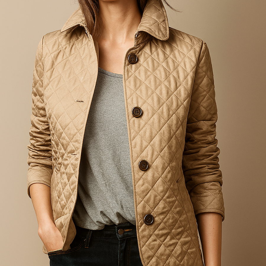 Women's Quilted Puffer Jacket Relaxed Fit Long Sleeve Zipper Closure Casual Outerwear