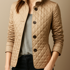 Women's Quilted Puffer Jacket Relaxed Fit Long Sleeve Zipper Closure Casual Outerwear