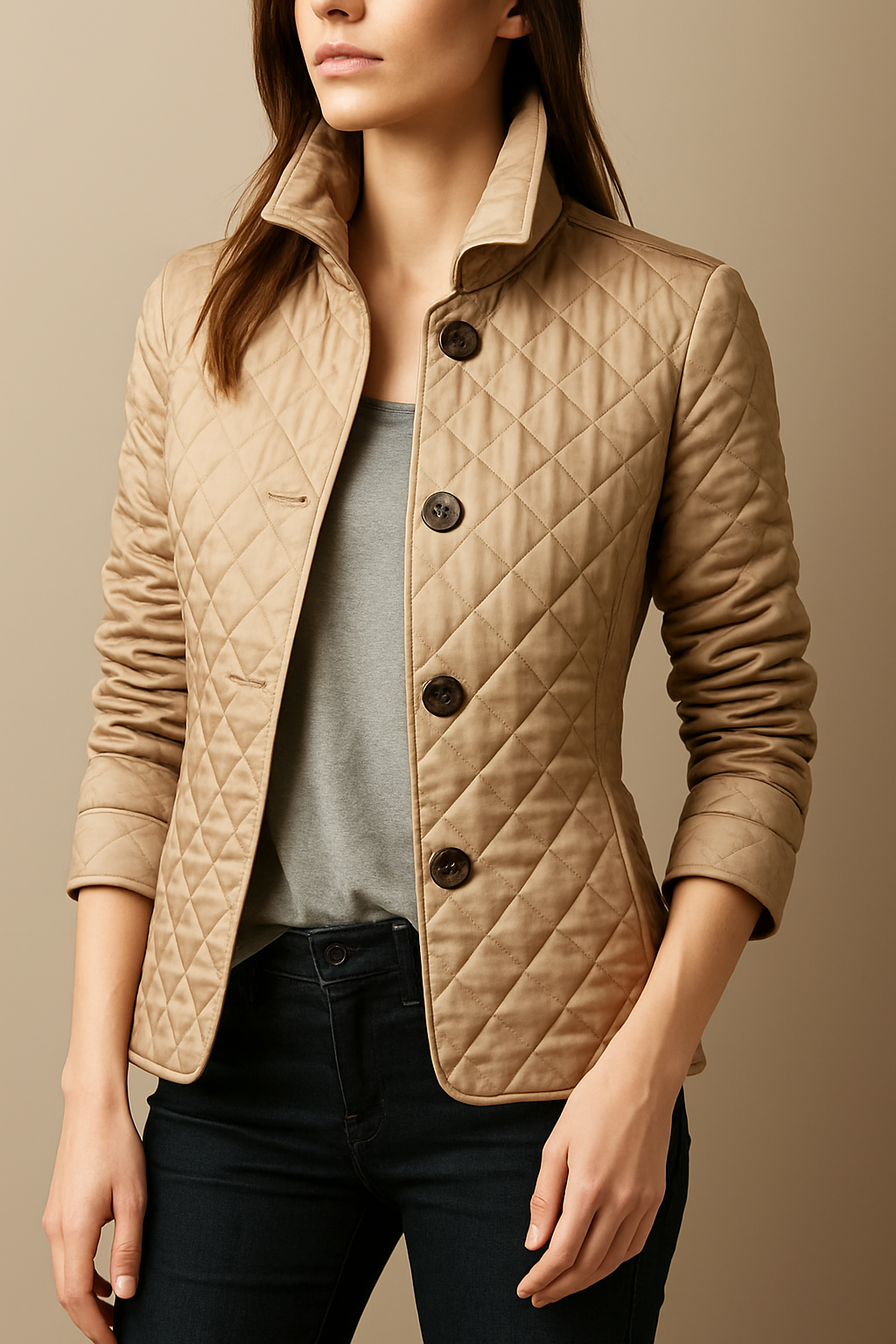 Women's Quilted Puffer Jacket Relaxed Fit Long Sleeve Zipper Closure Casual Outerwear