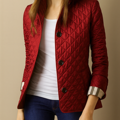 Women's Quilted Puffer Jacket Relaxed Fit Long Sleeve Zipper Closure Casual Outerwear