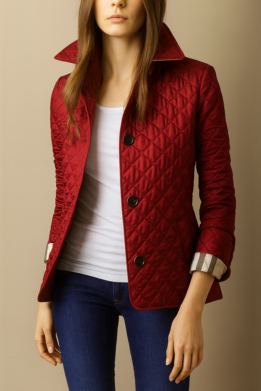 Women's Quilted Puffer Jacket Relaxed Fit Long Sleeve Zipper Closure Casual Outerwear