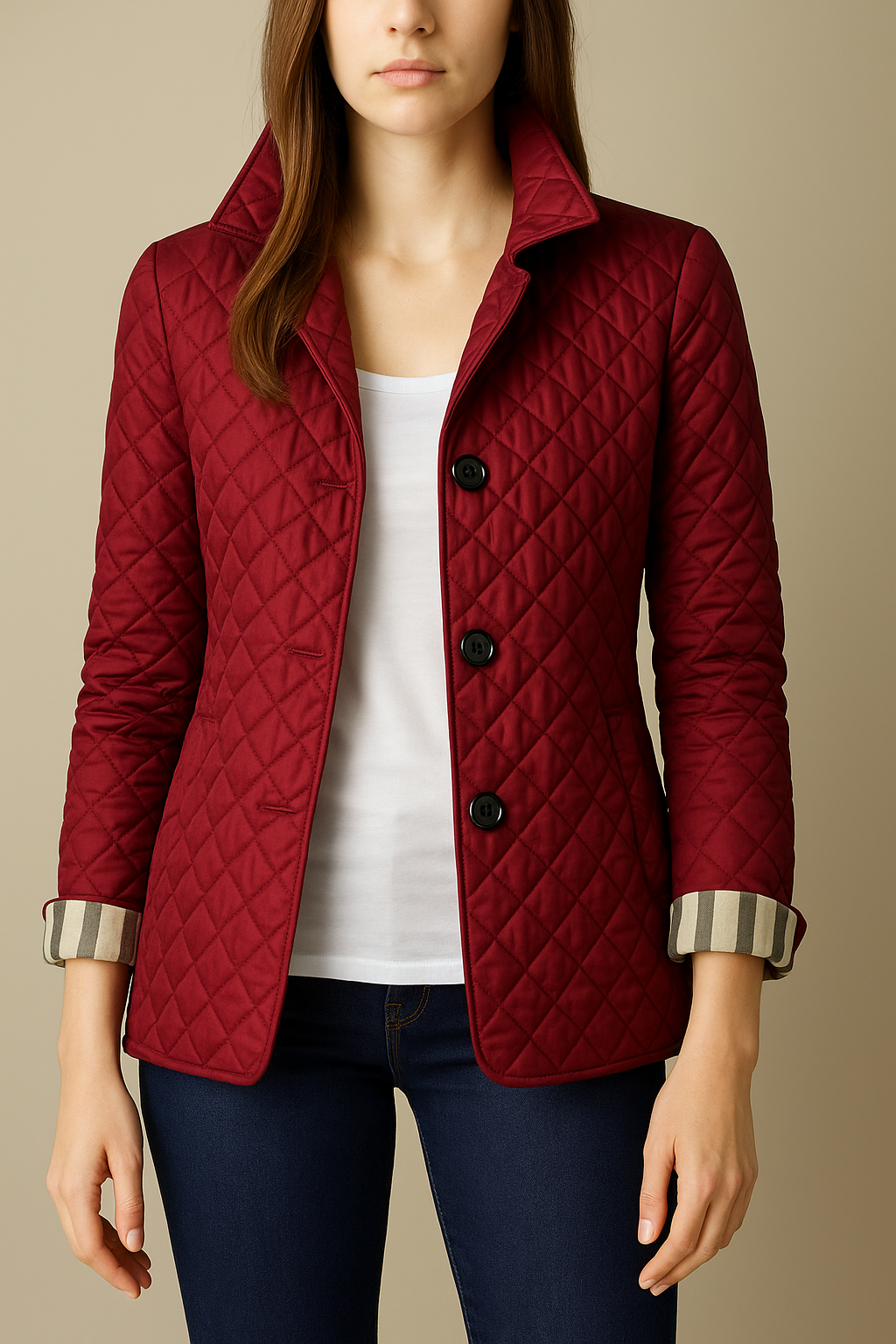 Women's Quilted Puffer Jacket Relaxed Fit Long Sleeve Zipper Closure Casual Outerwear