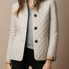 Women's Quilted Puffer Jacket Relaxed Fit Long Sleeve Zipper Closure Casual Outerwear