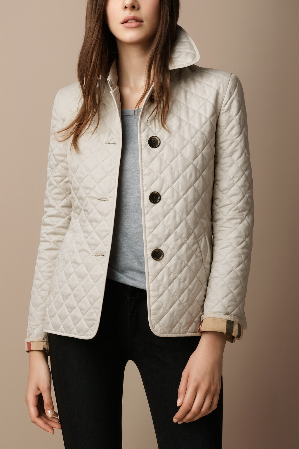Women's Quilted Puffer Jacket Relaxed Fit Long Sleeve Zipper Closure Casual Outerwear