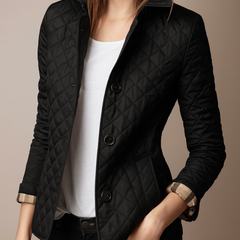 Women's Quilted Puffer Jacket Relaxed Fit Long Sleeve Zipper Closure Casual Outerwear