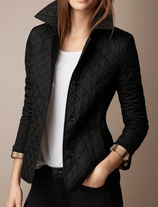 Women's Quilted Puffer Jacket Relaxed Fit Long Sleeve Zipper Closure Casual Outerwear