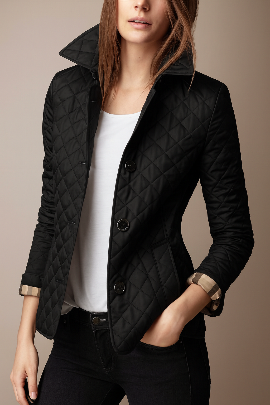 Women's Quilted Puffer Jacket Relaxed Fit Long Sleeve Zipper Closure Casual Outerwear