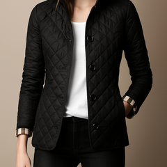Women's Quilted Puffer Jacket Relaxed Fit Long Sleeve Zipper Closure Casual Outerwear