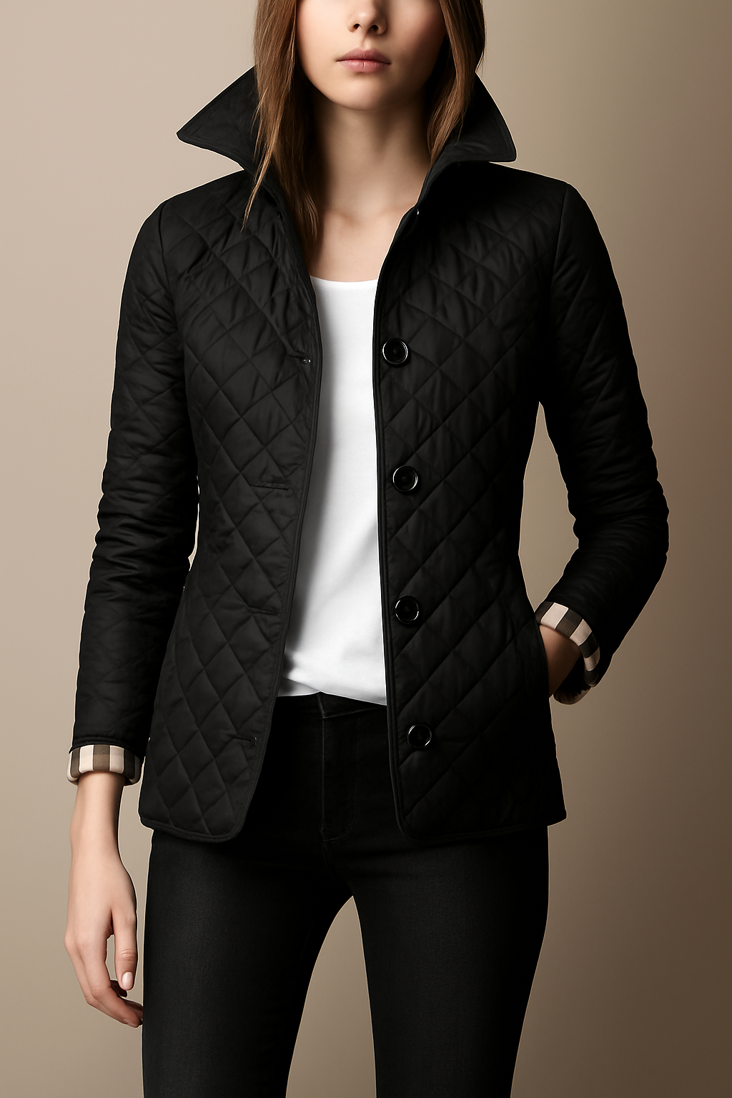 Women's Quilted Puffer Jacket Relaxed Fit Long Sleeve Zipper Closure Casual Outerwear