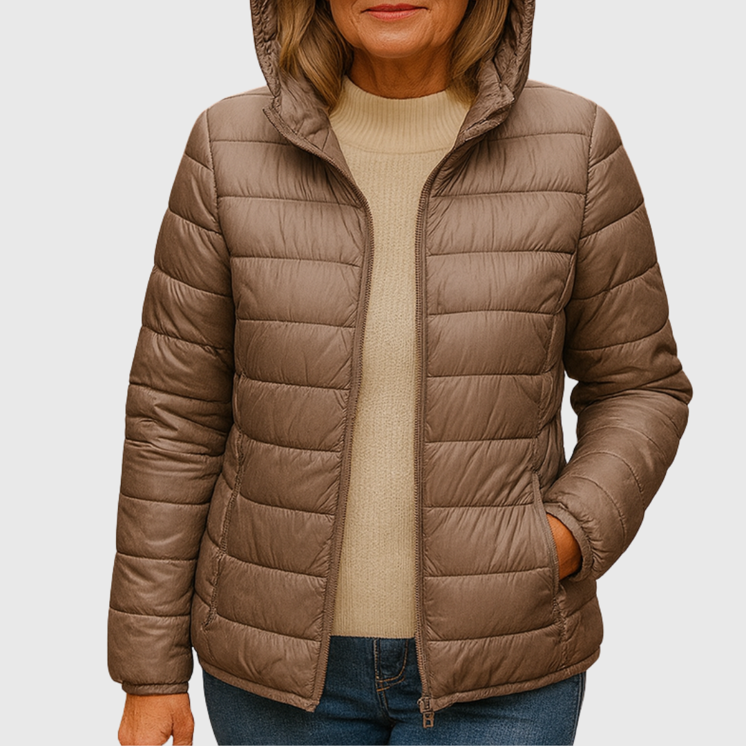 Women's Quilted Puffer Jacket Zip-Up Front Casual Layering Stylish Outdoor