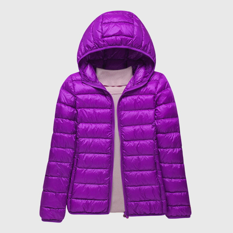Women's Quilted Puffer Jacket Zip-Up Front Casual Layering Stylish Outdoor