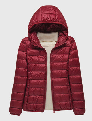Women's Quilted Puffer Jacket Zip-Up Front Casual Layering Stylish Outdoor