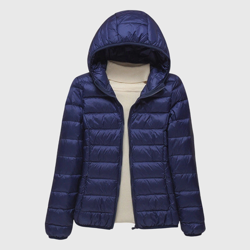 Women's Quilted Puffer Jacket Zip-Up Front Casual Layering Stylish Outdoor